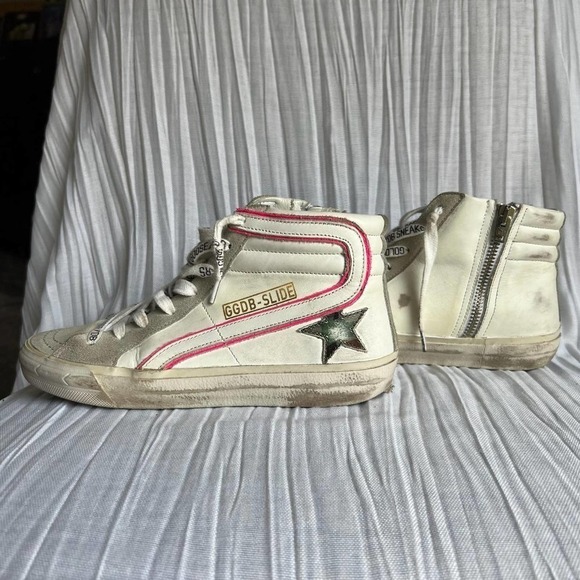 Golden Goose White & Pink Camo Slide Sneakers - Picture 3 of 7